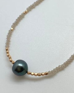 N Beads with Tahitian Pearl Necklace