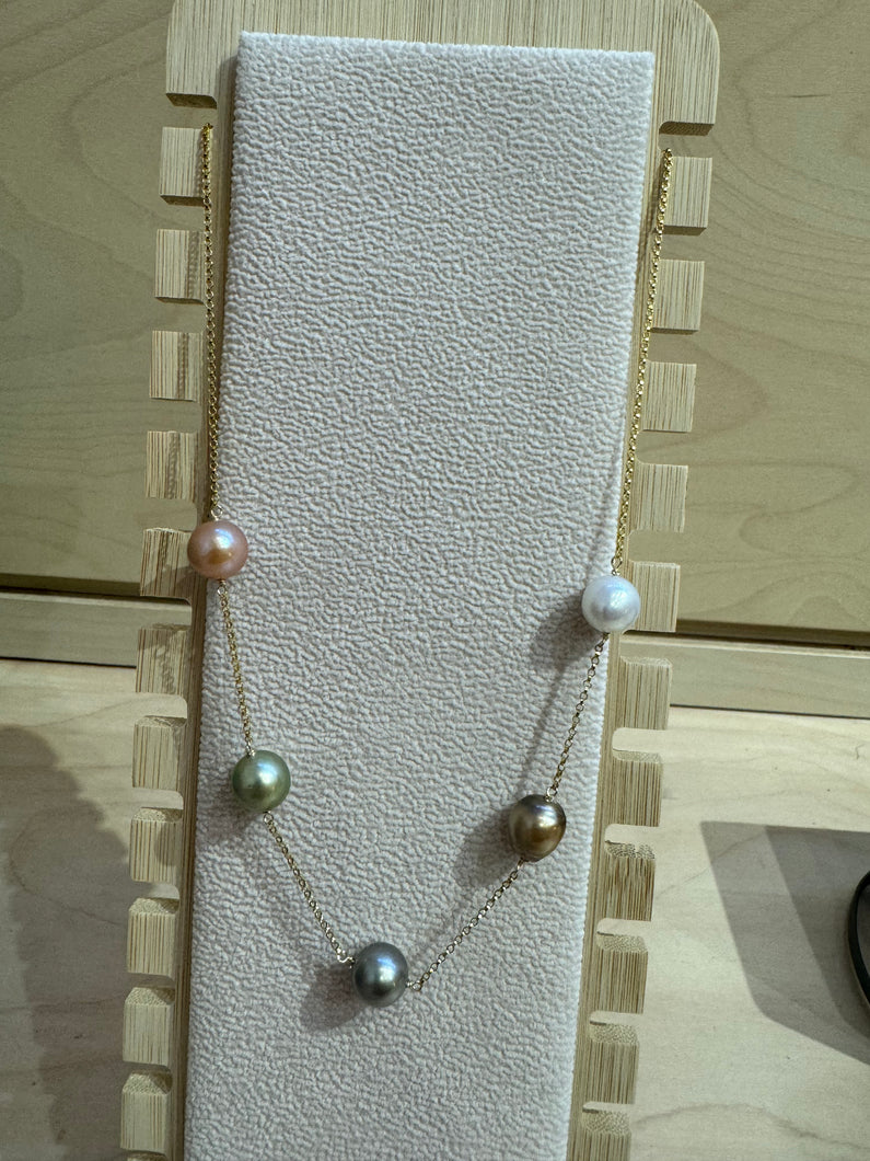 5 Rainbow Pearl Necklace
