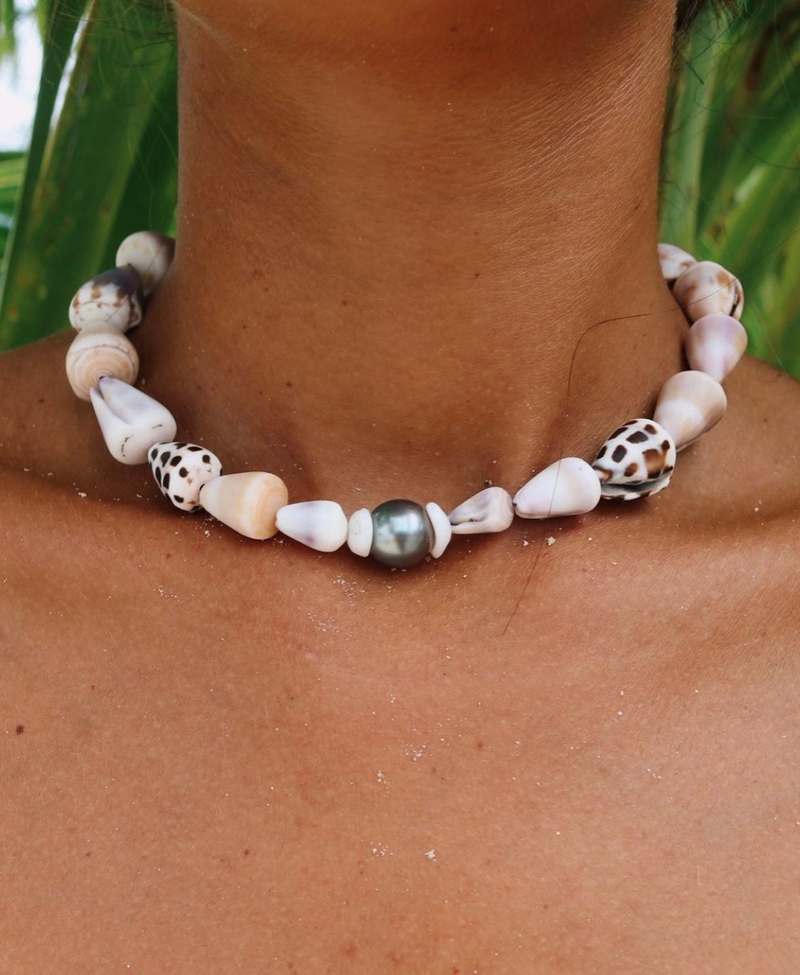Hawaiian cone shells + 1 Tahitian pearl necklace