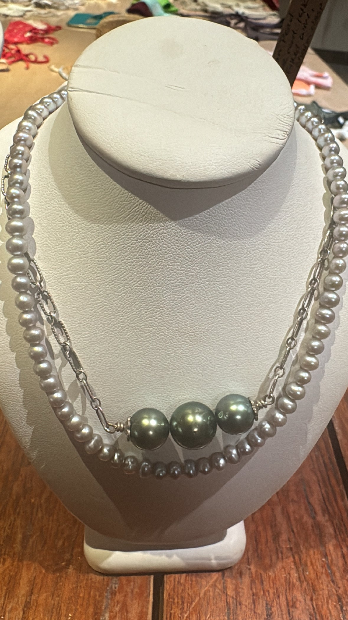 Three Floating Tahitian pearl Necklace