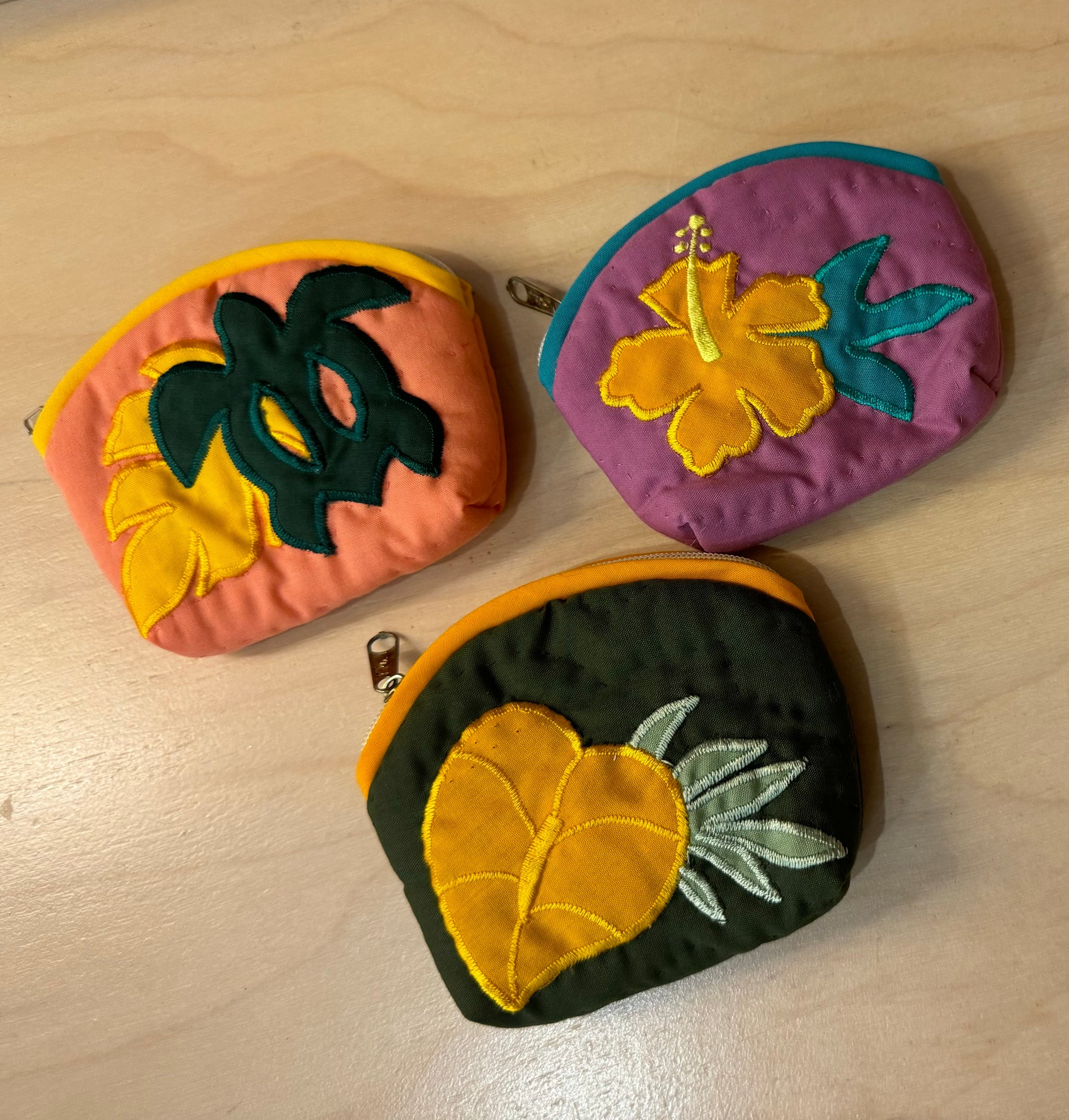 anthurium coin Hawaiian quilt coin pouch