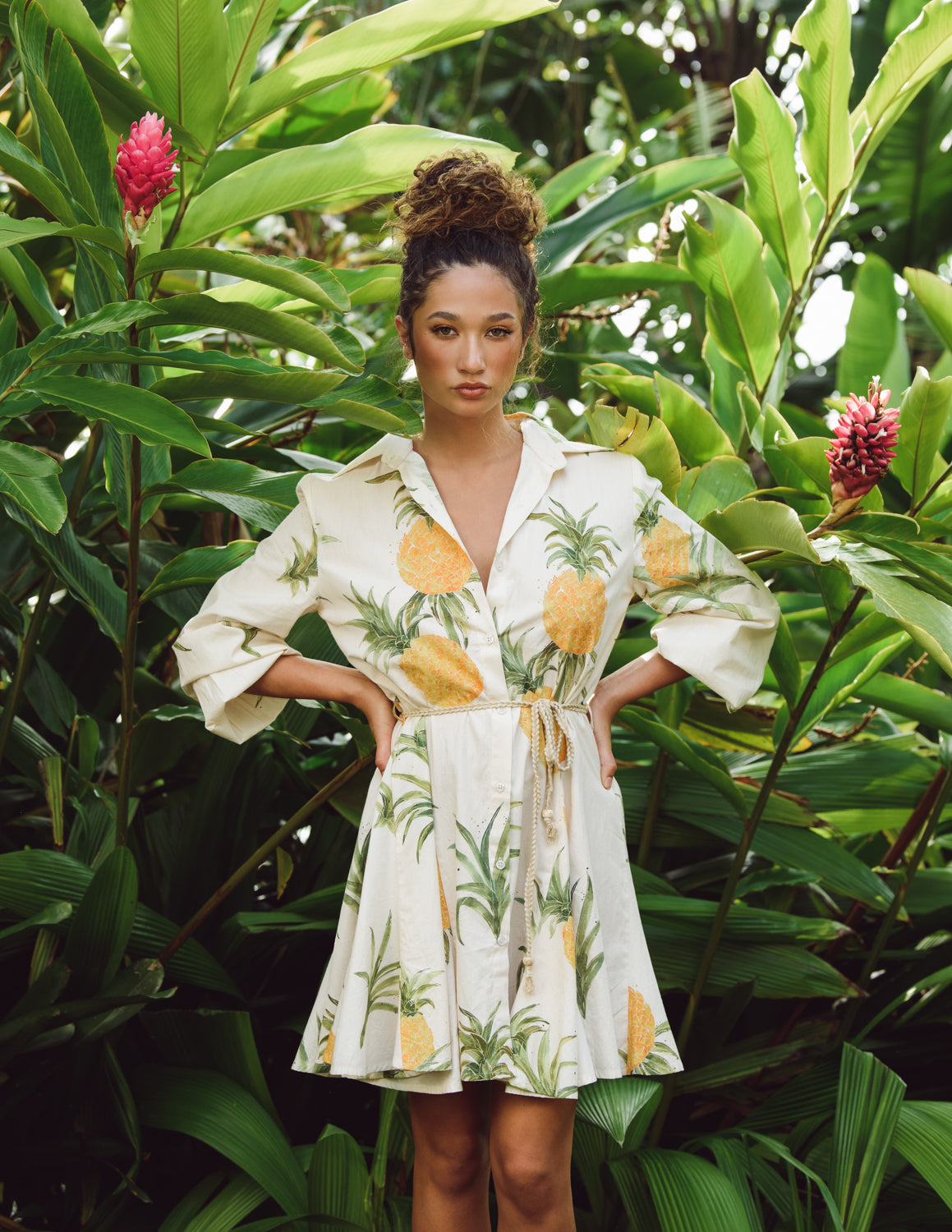 green pineapple dress Green Pineapple Embroidered Tunic Maxi Dress FARM Rio