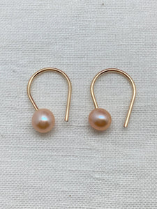 Pink pearl HorseShoe Earrings | E188b
