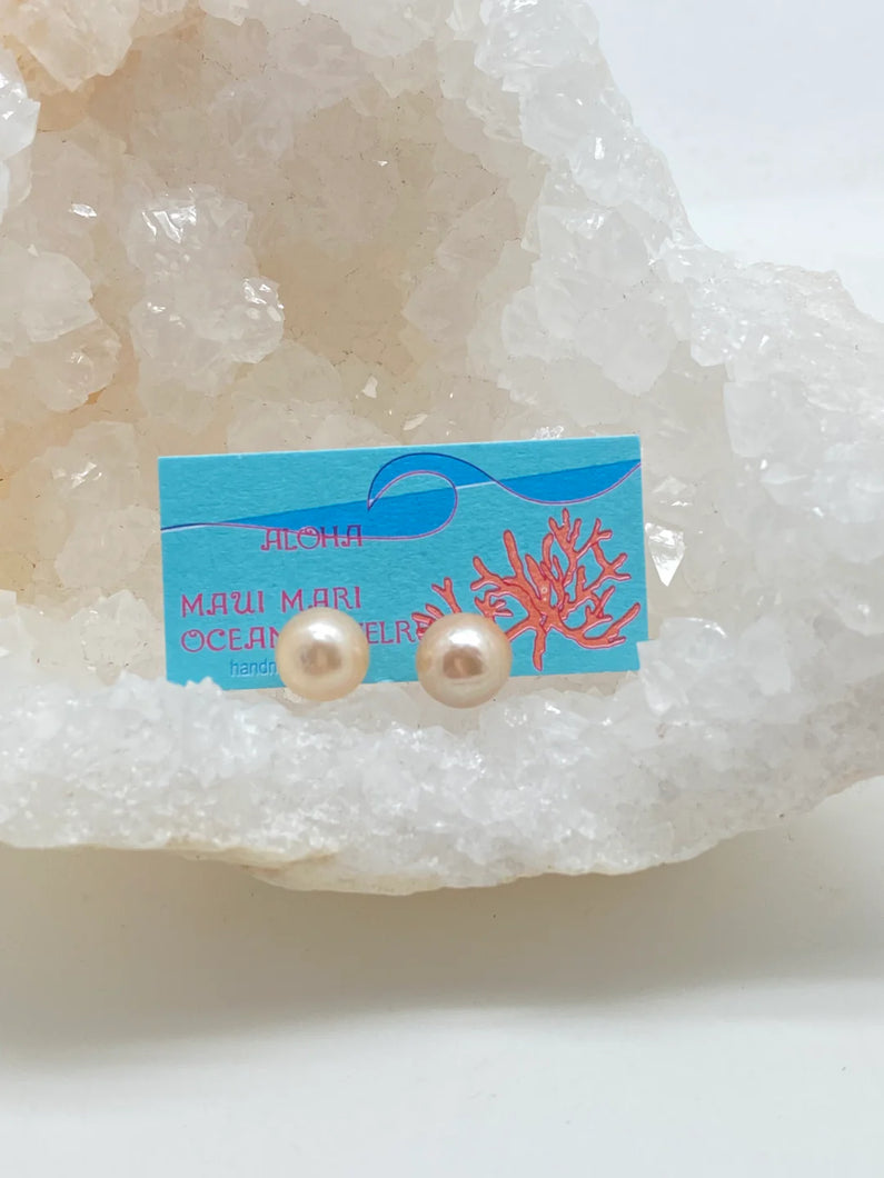 Pink Fresh Water Pearl Stud Earrings