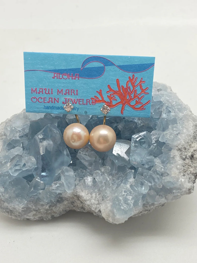 Pink pearl with Cubic Zirconia Earring | E158d