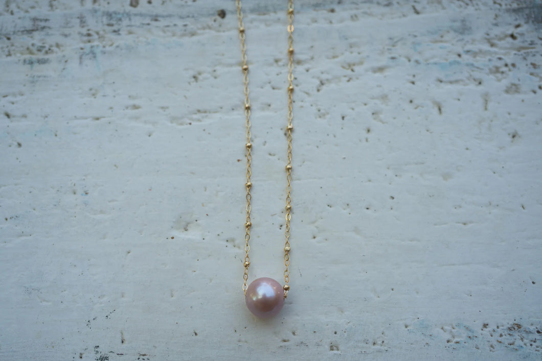 Ella May Pink Edison Floating Pearl Necklace