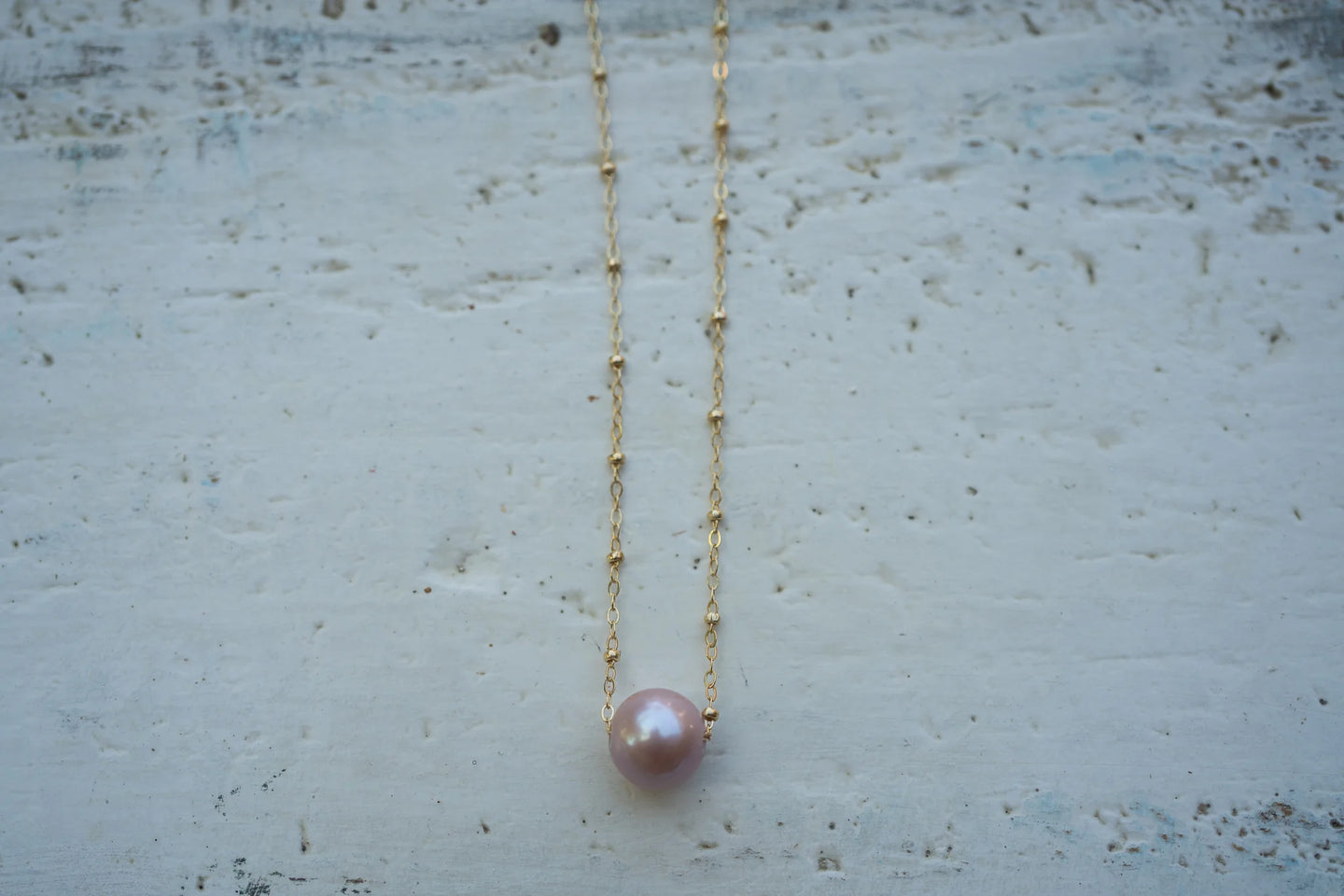 Ella May Pink Edison Floating Pearl Necklace