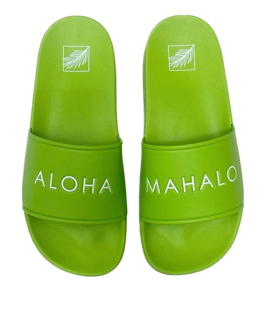 ALOHA MAHALO Slides | Neon Lime