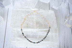 Mahana Necklace | Black Tahitian Keshi Pearls