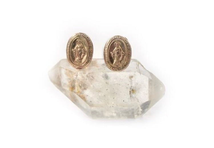 LOVE ME JEWELRY-Mother Mary Gold stud earrings