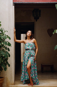 Ryden Maxi Dress | Hibiscus Bouquet Teal