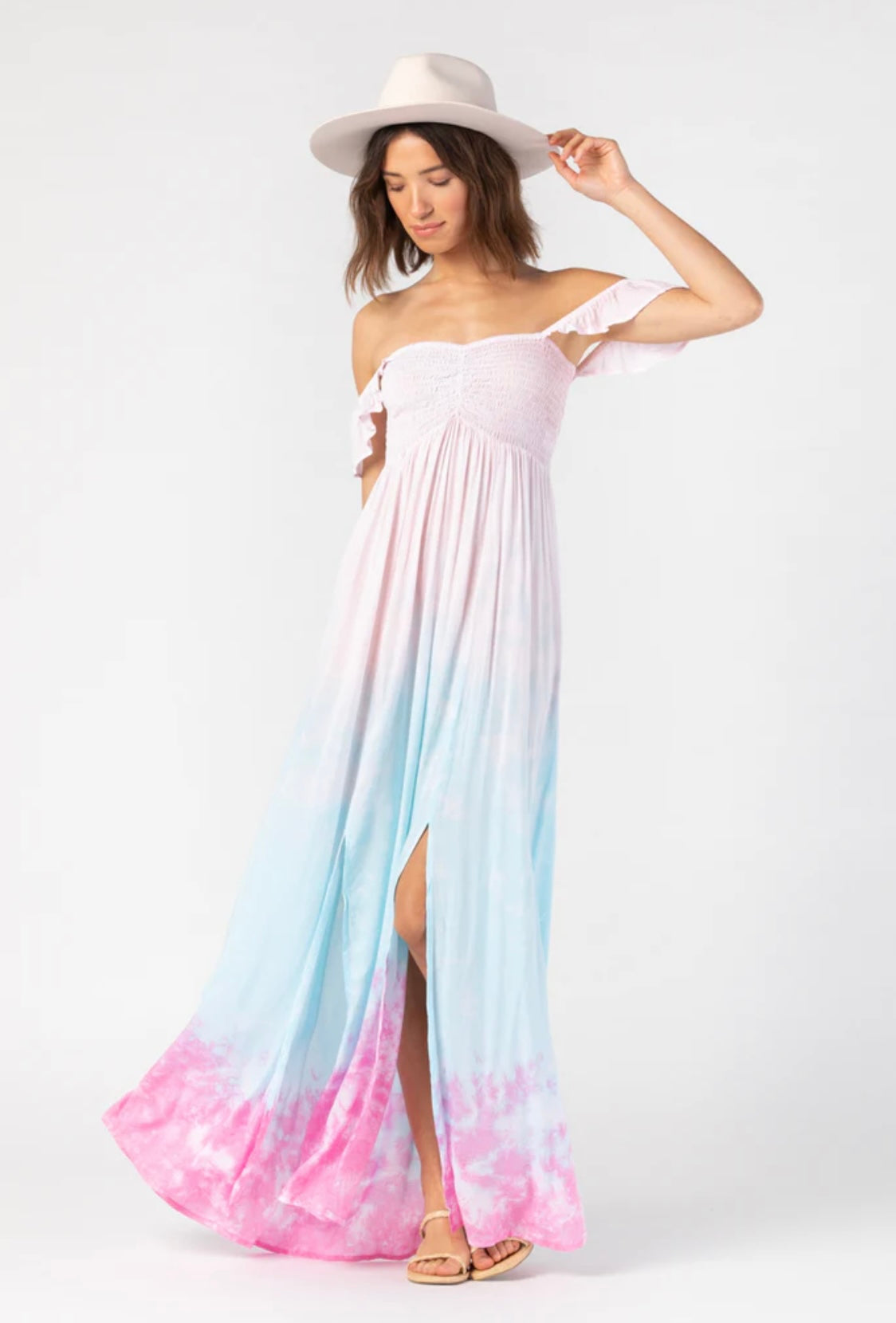 Hollie Maxi Dress | Light Pink Aqua Ombré