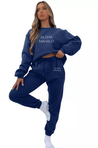 ALOHA MAHALO Crew Neck Sweater | Blue