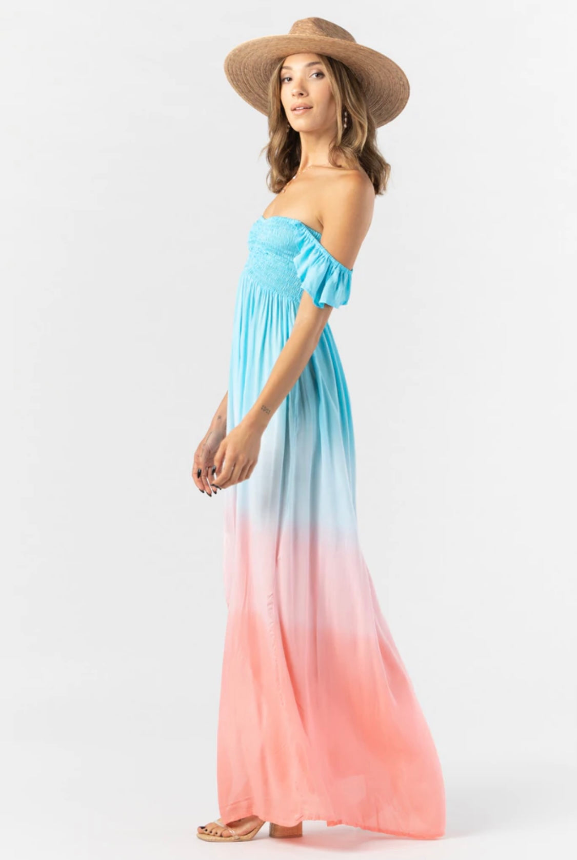 Tiare Hawaii Hollie Maxi Dress | Aqua Salmon Ombre
