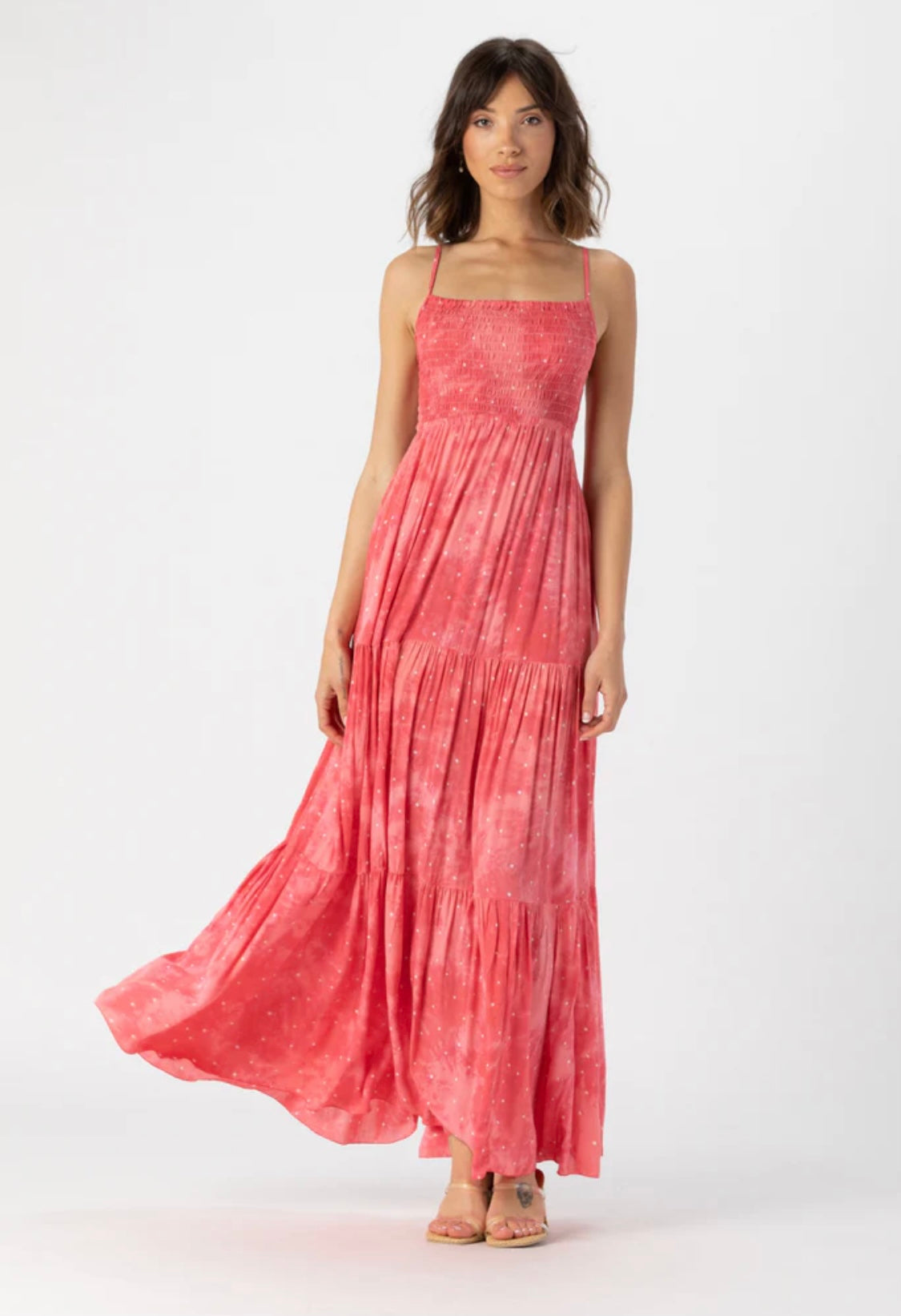 Kailani Maxi Dress | Batik Dot Guava Tropical Goddess Kailani Maxi Dress | Batik Dot Guava Tropical Goddess