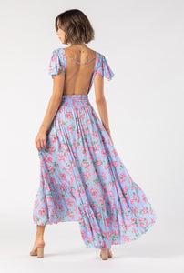Tiare Hawaii New Moon Maxi Dress | Hibiscus Bouquet Baby Blue