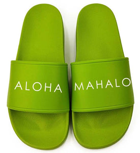 ALOHA MAHALO Slides | Neon Lime