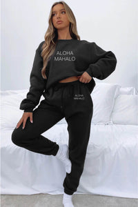 ALOHA MAHALO Crew Neck Sweater | Black