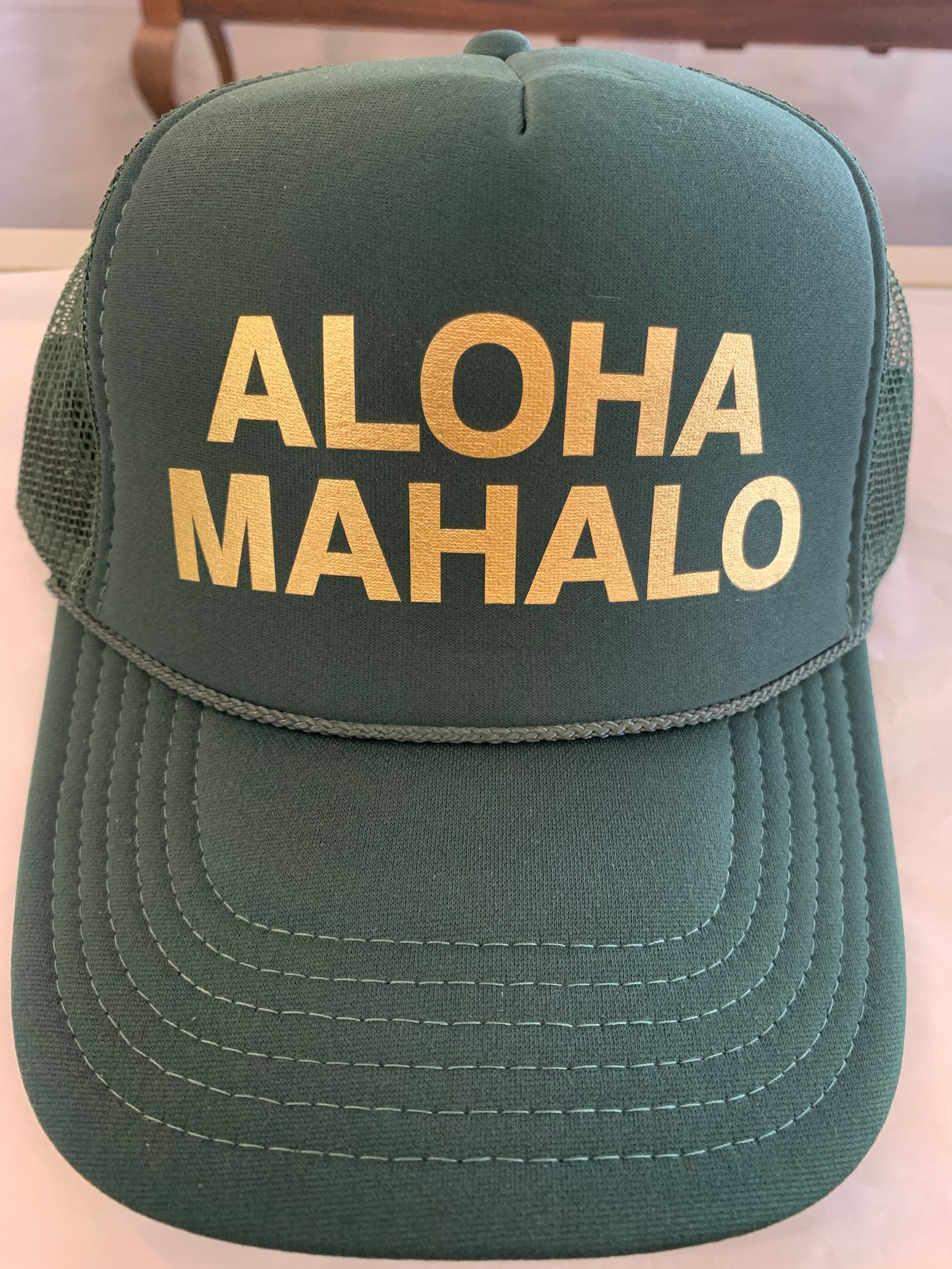 Tropical Goddess ALOHA MAHALO Trucker Hat | Green