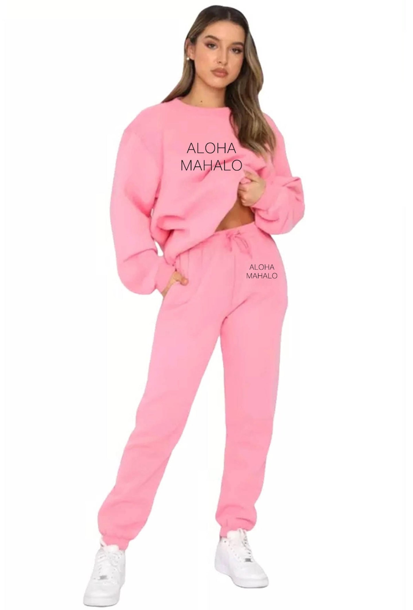 ALOHA MAHALO Crew Neck Sweater | Pink