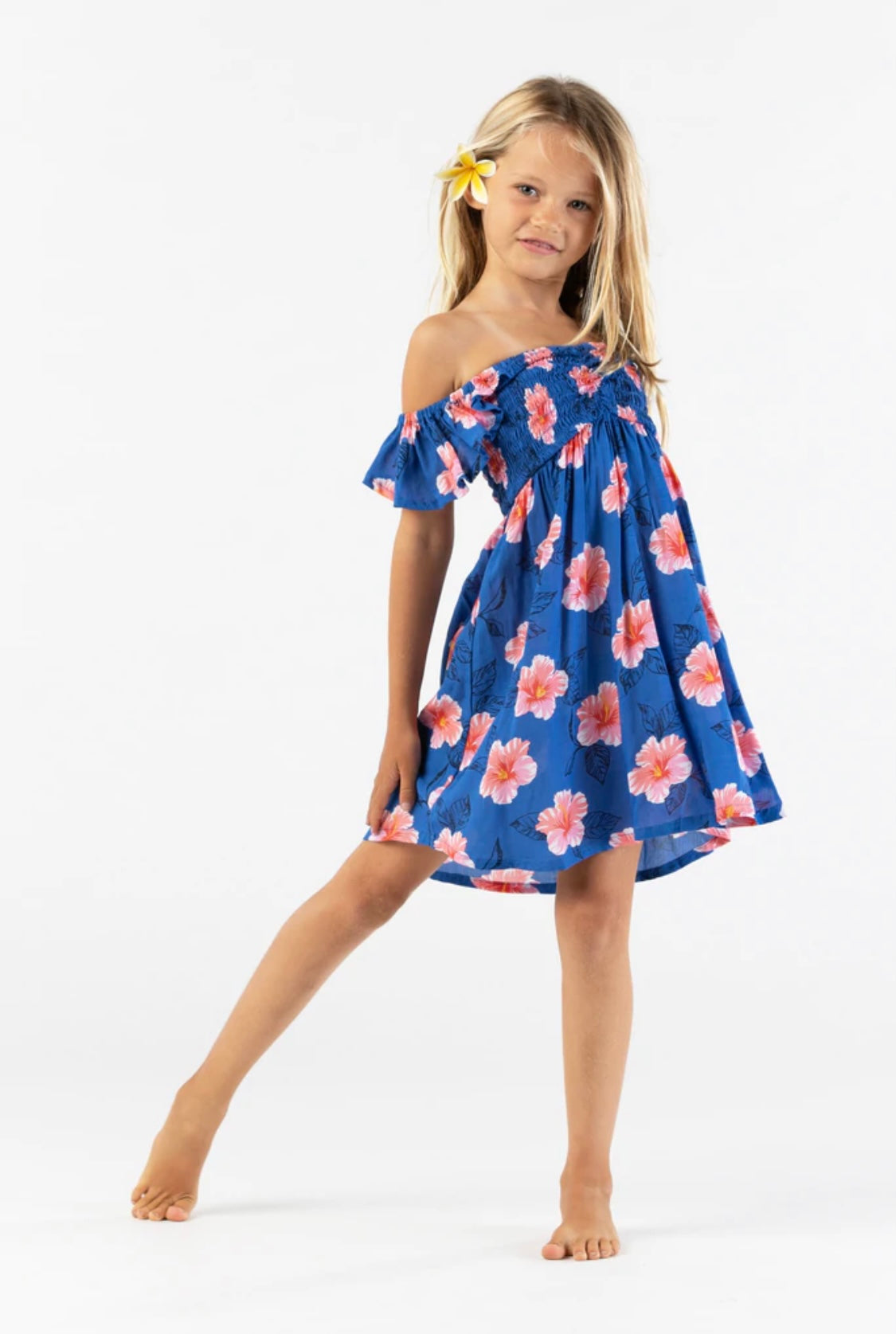 Kids Hollie Dress | Hawaiian Apparel & Beachwear | Aloha Floral Royal Blue | Size S/M Kids Hollie Dress | Hawaiian Apparel & Beachwear | Aloha Floral Royal Blue | Size S/M