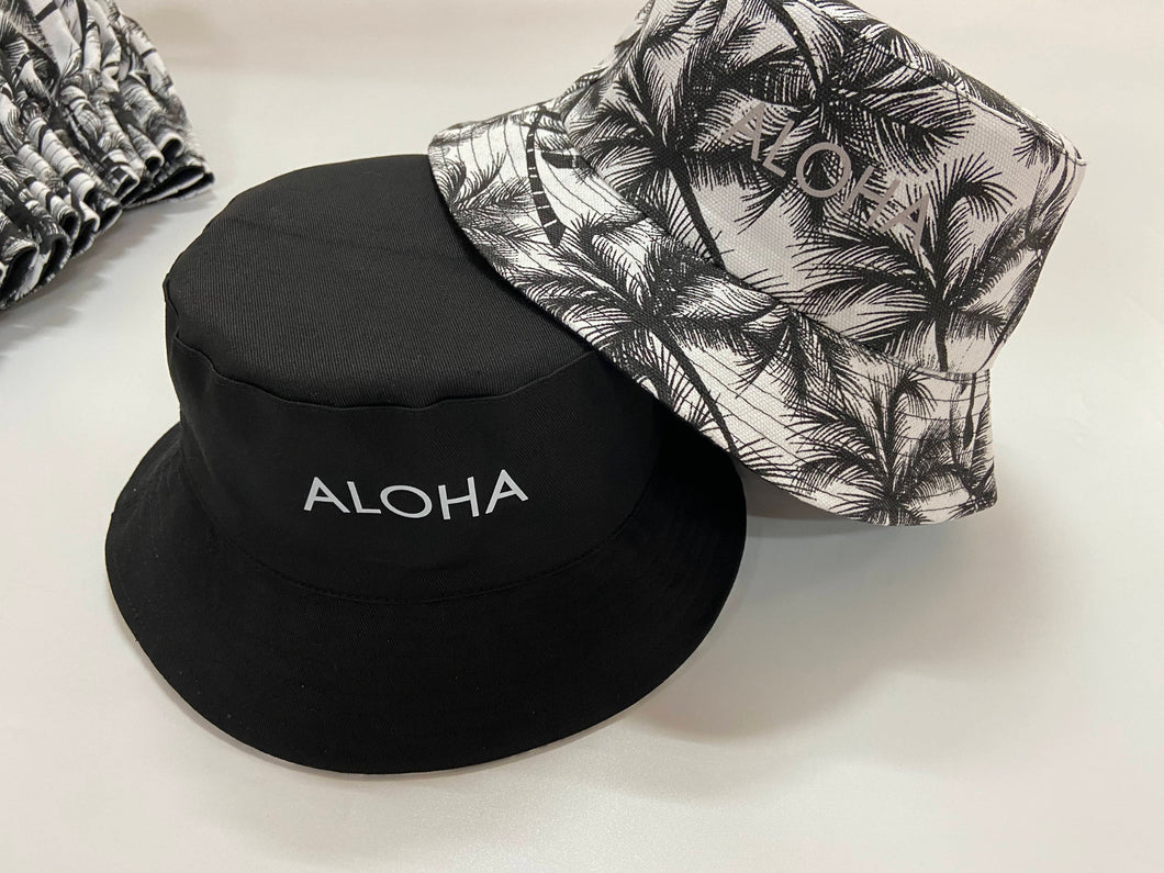 Reversible Aloha Bucket Hat| Palm/ Black