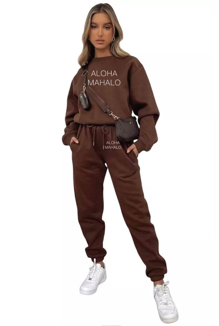 ALOHA MAHALO Crew Neck Sweater | Brown