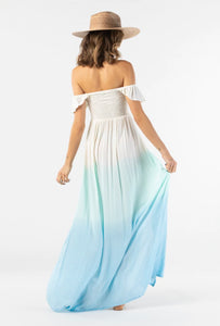 Tiare Hawaii Hollie Maxi Dress | Cream Teal Blue Ombre