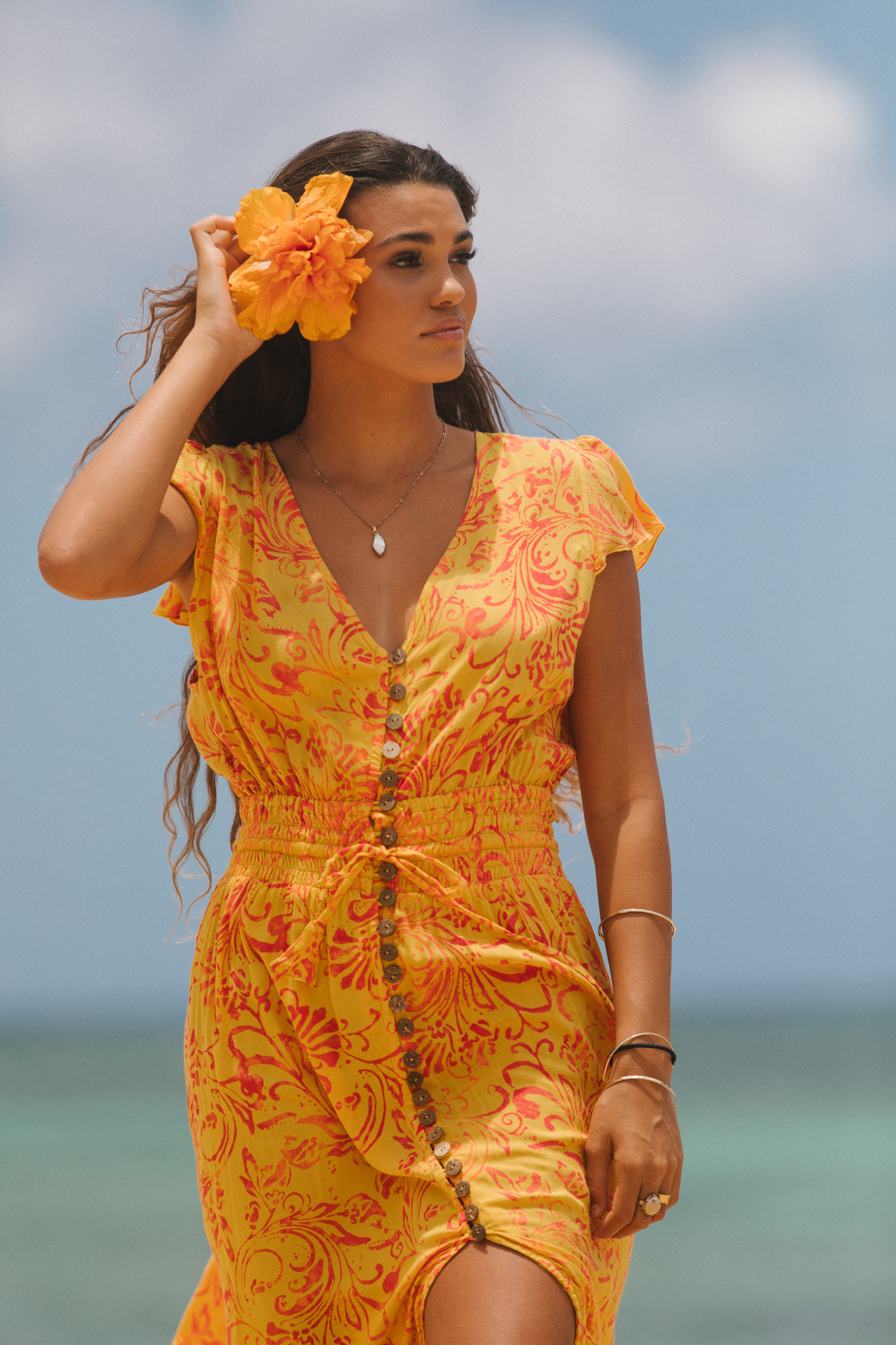 Tiare Hawaii New Moon Maxi Dress | Batik Bloom Saffron Tropical Goddess Tiare Hawaii New Moon Maxi Dress | Batik Bloom Saffron Tropical Goddess