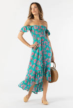 Tiare Hawaii Brooklyn Maxi Dress | Hibiscus Bouquet Teal