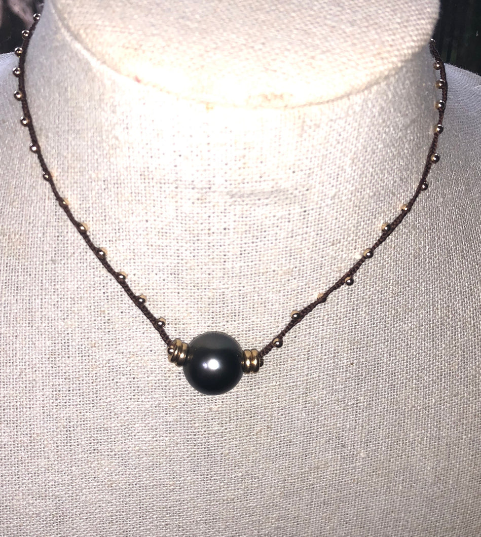 Large Single Tahitian Pearl with gold filled beads